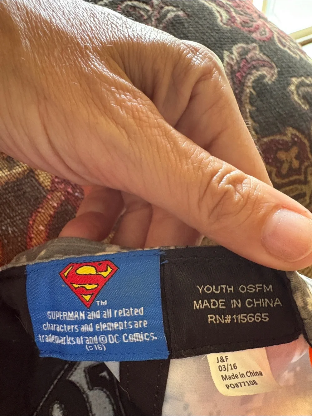 DC COMICS SUPERMAN Youth OSFM Camo Orange Superman Cap